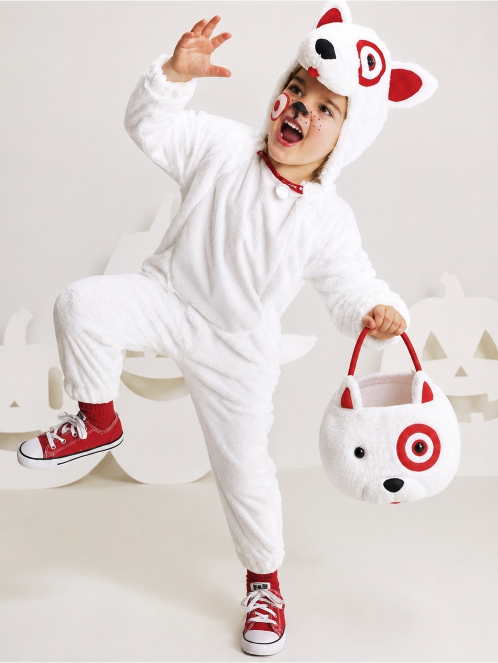 Target 2T-3T Bullseye Dog White and Red Puppy Costume with matching bucket